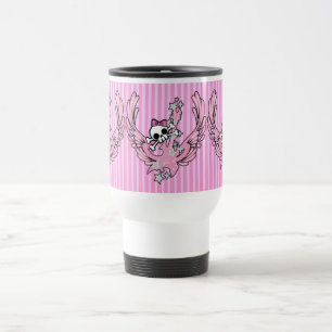 Winged Guitar with Cute Skull Travel Mug