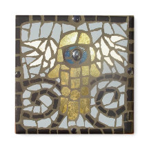 Winged Hamsa Gold with Blue Eye