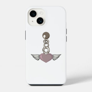 Winged heart chain charm - Aesthetic Angel design iPhone 14 Case