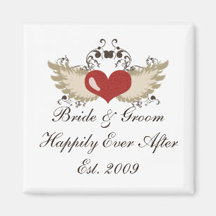 Winged Heart Custom Bride Groom Wedding Magnet