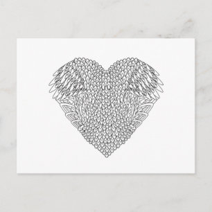 Winged Heart Doodle Postcard