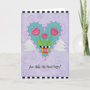Winged Heart (Purple) Greeting Card
