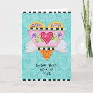 Winged Heart (Teal) Greeting Card