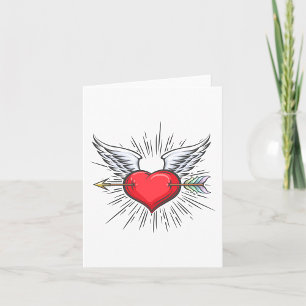 Winged Heart with Arrow Tattoo Card