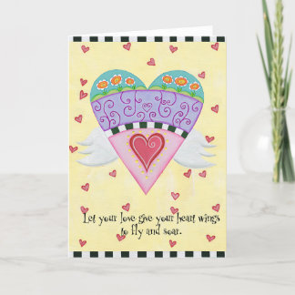 Winged Heart (Yellow) Greeting Card