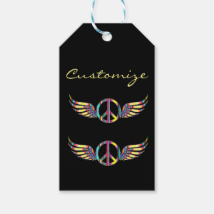Winged Hippie Peace Symbol Thunder_Cove Gift Tags
