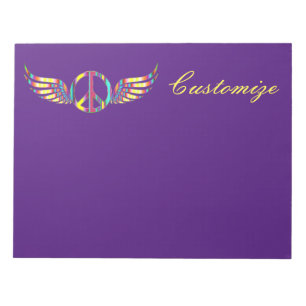Winged Hippie Peace Symbol Thunder_Cove Notepad