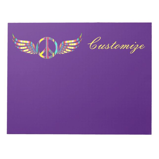 Winged Hippie Peace Symbol Thunder_Cove  Notepad (Front)
