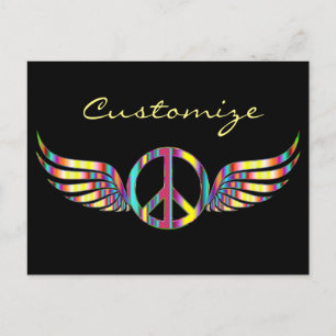 Winged Hippie Peace Symbol Thunder_Cove Postcard