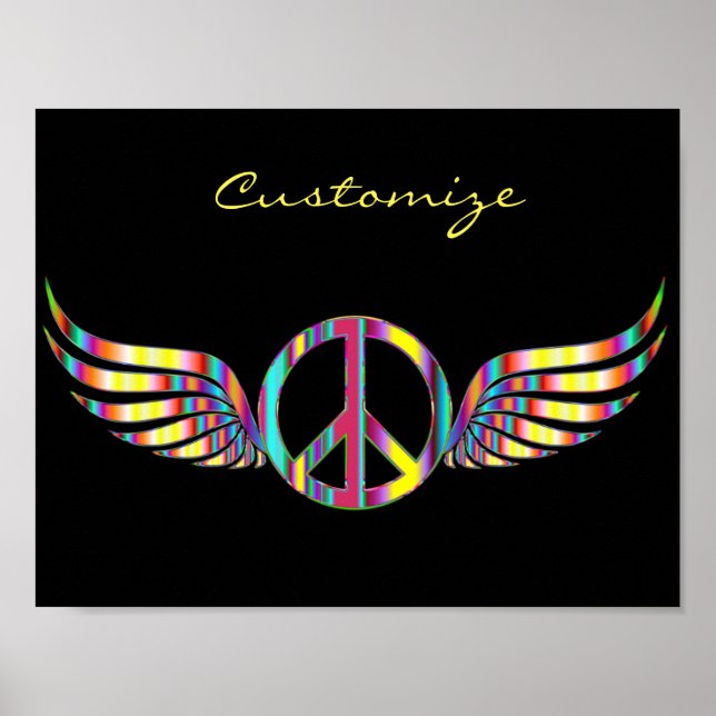 Winged Hippie Peace Symbol Thunder_Cove Poster (Front)