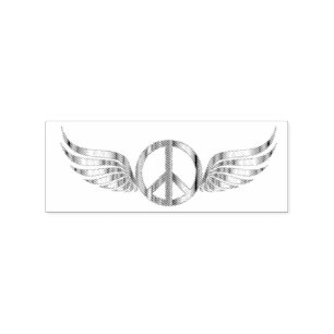 Winged Hippie Peace Symbol Thunder_Cove Rubber Stamp