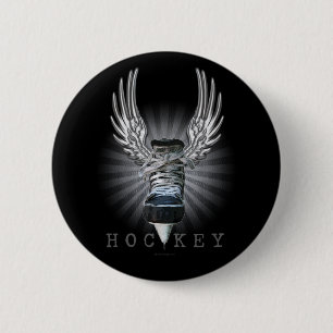 Winged Hockey 6 Cm Round Badge
