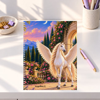 Winged Horse in Fantasy World Personalised Notebook