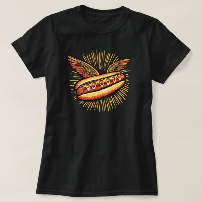  "Winged Hot Dog"  T-Shirt (Design Front)