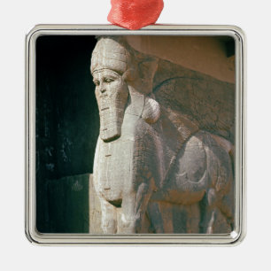 Winged human-headed bull, Neo-Assyrian Period Metal Tree Decoration