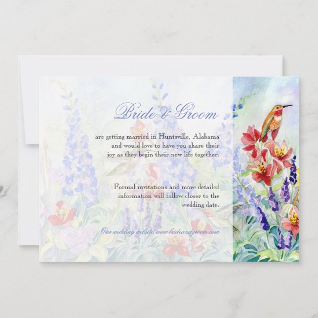 Winged Jewels Hummingbirds - Save the Date (Front)