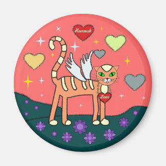 Winged Kitty with Heart Custom Magnet