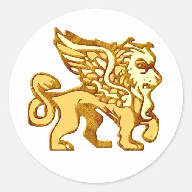 Winged Lion Classic Round Sticker (Front)