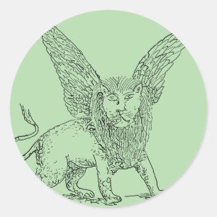 Winged lion symbol of Saint Mark  Classic Round Sticker