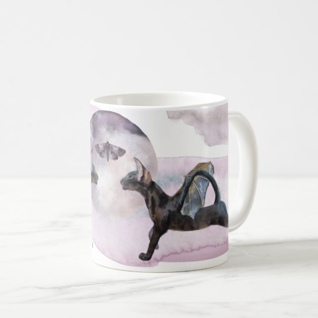 Winged Midnight Cats Coffee Mug (Front Right)