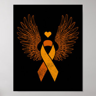 Winged orange ribbon leukaemia blood cancer awaren poster