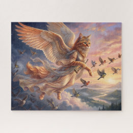 Winged Orange Tabby Cat | Funny Animal Art Jigsaw Puzzle