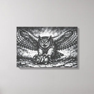 Winged Owl Sentinel by BurnsInHell Canvas Print