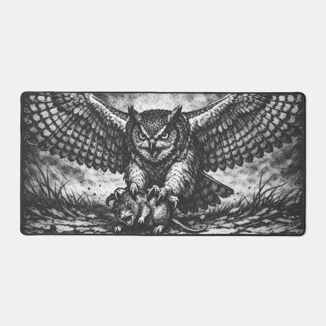 Winged Owl Sentinel by BurnsInHell Desk Mat (Front)