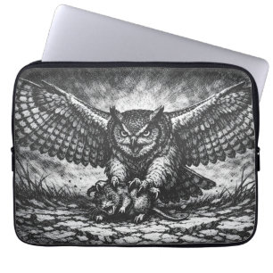 Winged Owl Sentinel by BurnsInHell Laptop Sleeve
