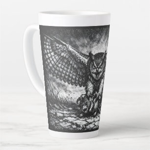 Winged Owl Sentinel by BurnsInHell Latte Mug