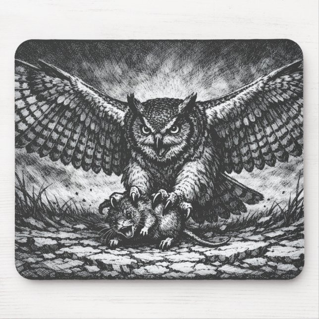 Winged Owl Sentinel by BurnsInHell Mouse Pad (Front)