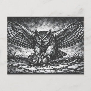 Winged Owl Sentinel by BurnsInHell Postcard