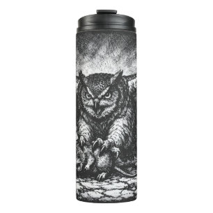 Winged Owl Sentinel by BurnsInHell Thermal Tumbler