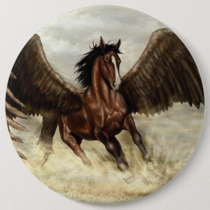 Winged Pegasus   6 Cm Round Badge