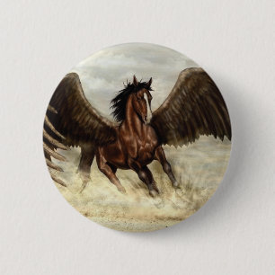 Winged Pegasus  6 Cm Round Badge