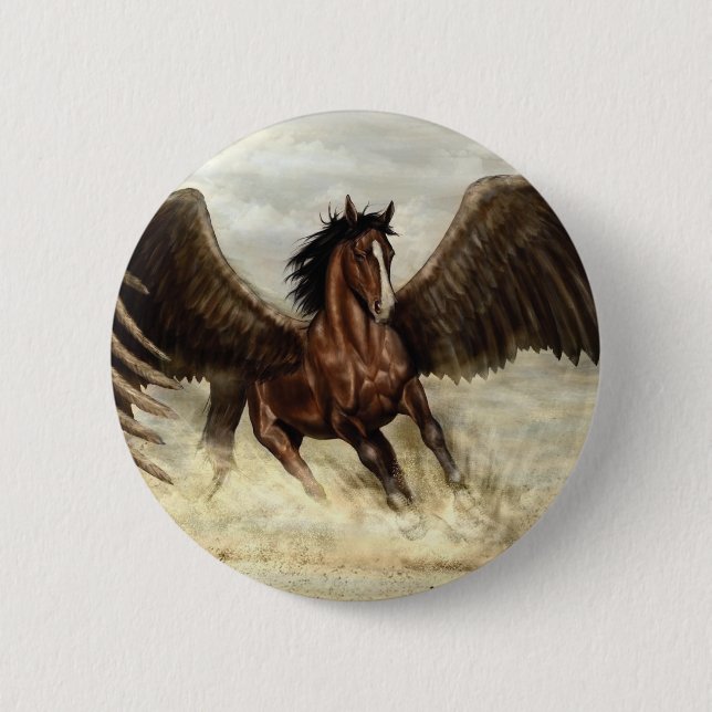 Winged Pegasus  6 Cm Round Badge (Front)