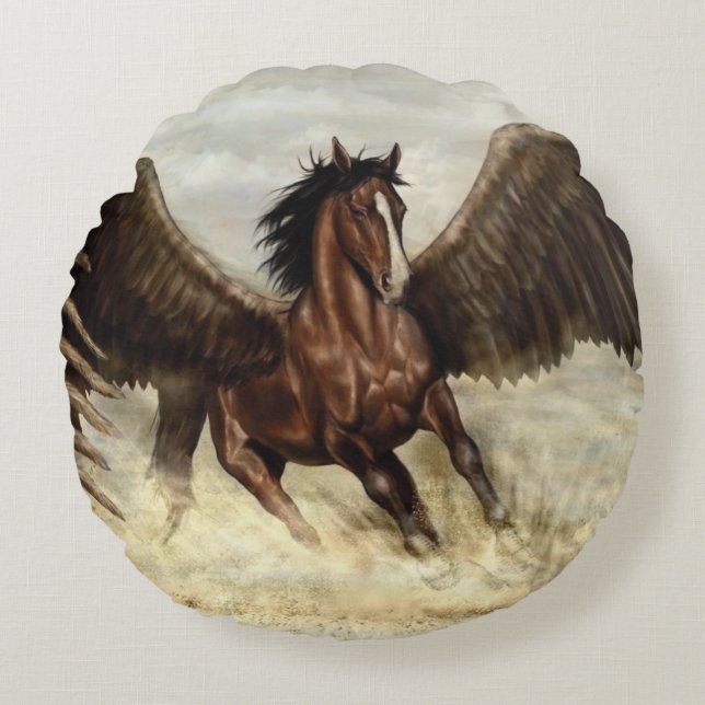 Winged Pegasus   Round Cushion (Front)
