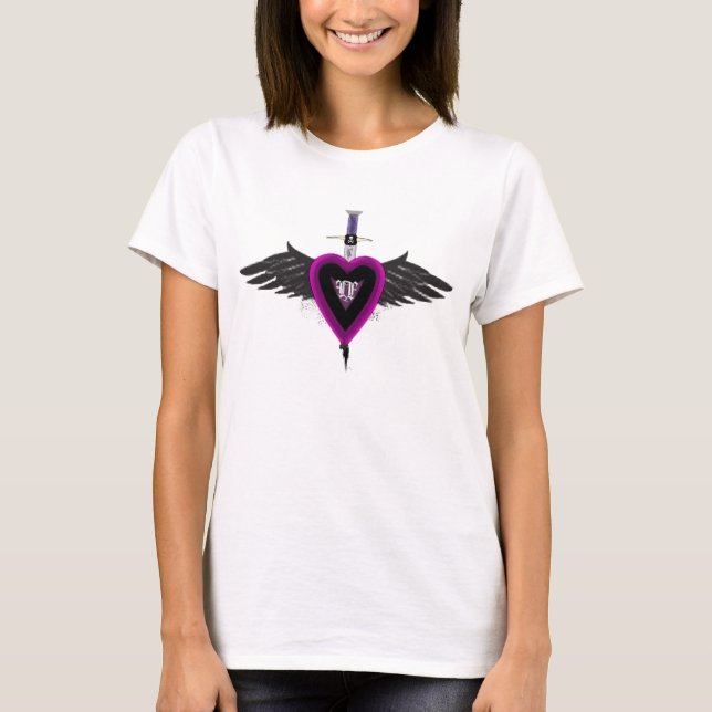 winged purple heart of love T-Shirt (Front)