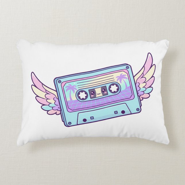 Winged Retro Cassette Decorative Cushion (Front)