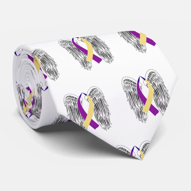 Winged Ribbon Bladder Cancer Tie (Rolled)