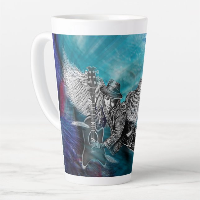 Winged Six String Latte Mug (Left Angle)