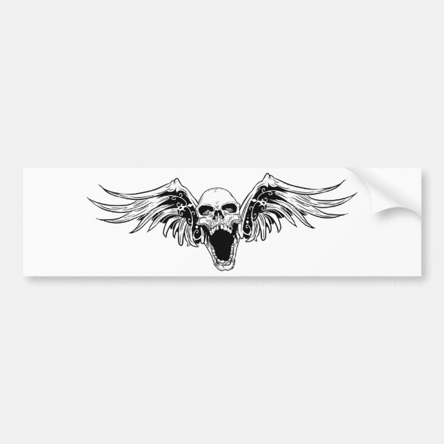 winged skull Bumper Sticker (Front)