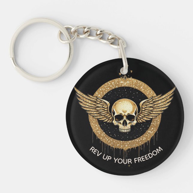 💎 Winged Skull Diamond Drip Gift For Gamers ☠️ Key Ring (Front)
