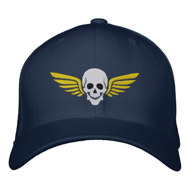 Winged Skull Embroidered Hat (Front)