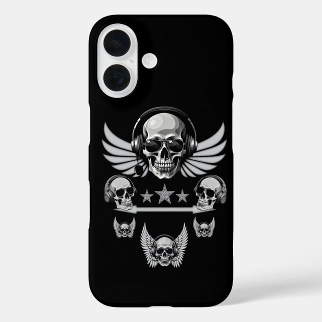Winged Skull Headphones iPhone 16 Case  Case-Mate iPhone Case (Back)