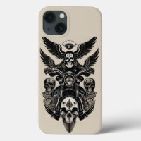 💀 Winged Skull Motorcycle Riding Through Flames