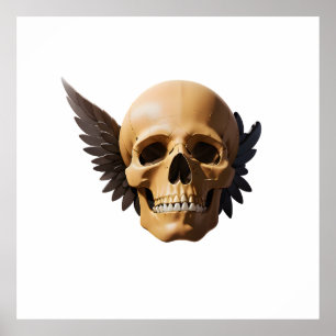 Winged Skull Symbolizing Mortality and Freedom Poster