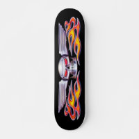 Winged Skull with Flames Skateboard