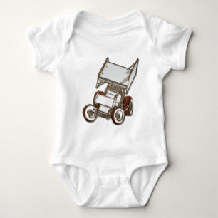 Winged Sprint Car White Coloured Baby Bodysuit
