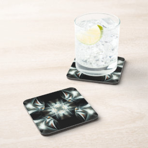 Winged Star in Black and White Coaster